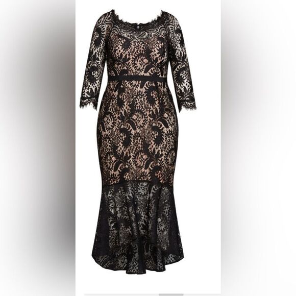 City Chic Estella FF Maxi Dress Black Size 22 - Picture 6 of 16